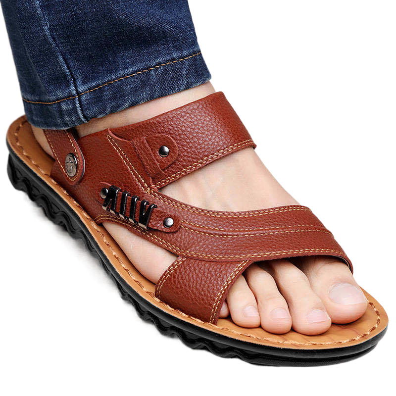 First Layer Cowhide Men's Sandals Summer Genuine Leather Sandals foto 3
