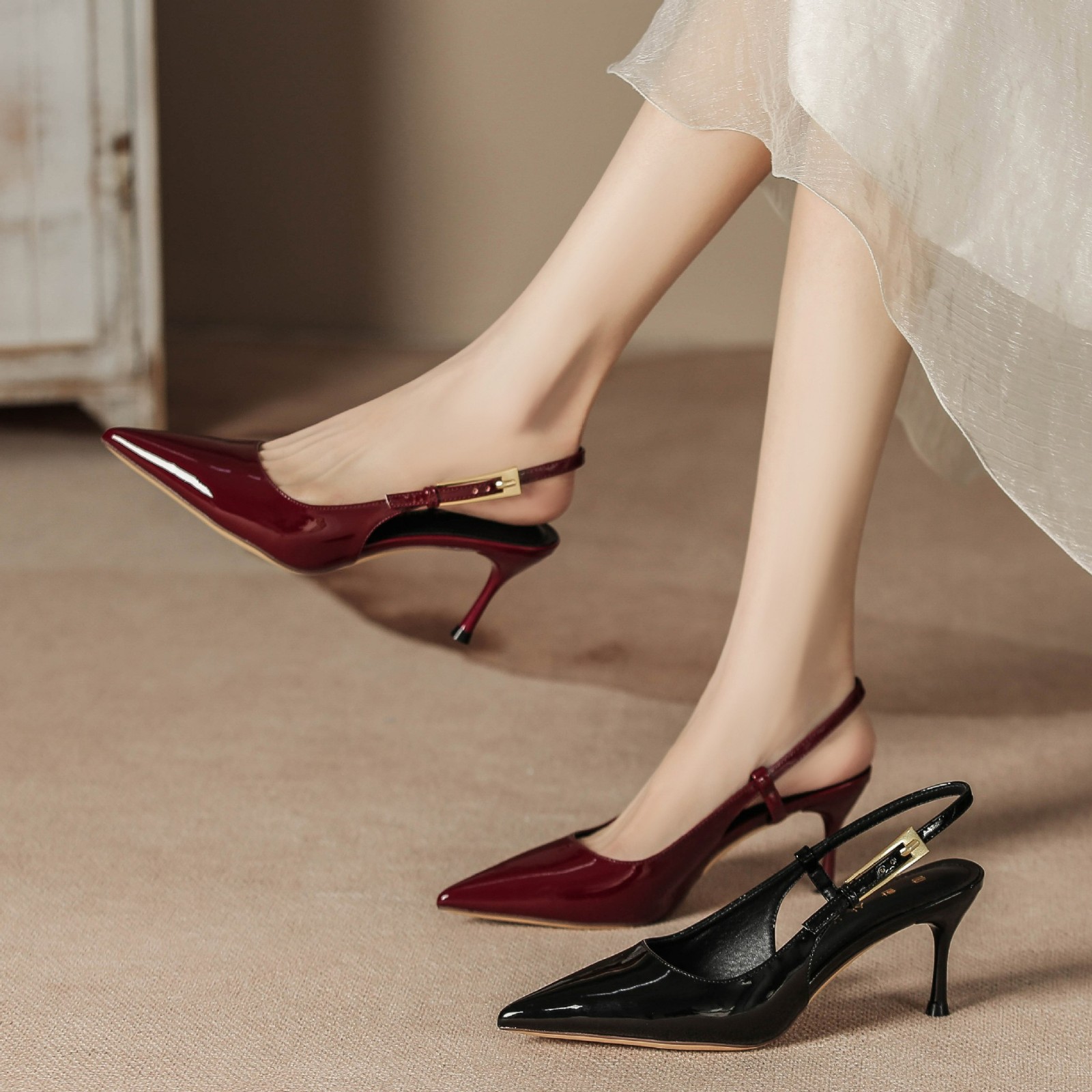 Women's Stiletto Heel Pointed Toe Strap Closed Toe Sandals foto 4