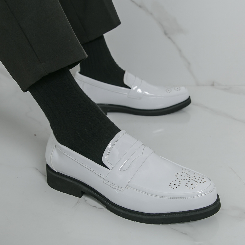 Autumn Men's Glossy Carved Leather Shoes foto 2