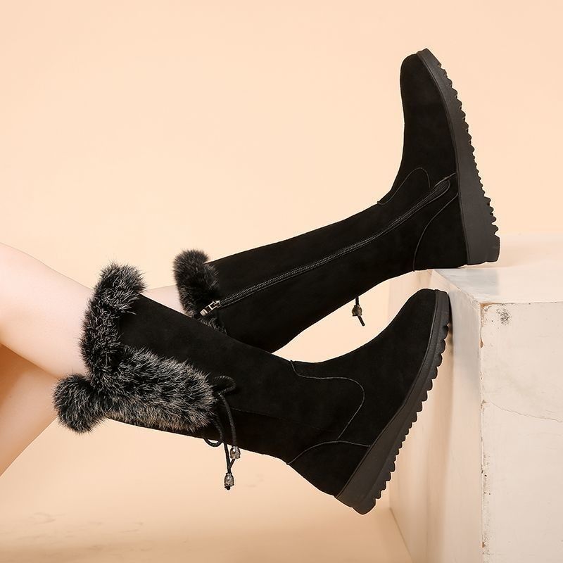 Winter Chunky-Soled Flat-Heeled Furry Snow Boots For Students To Stay Warm foto 2