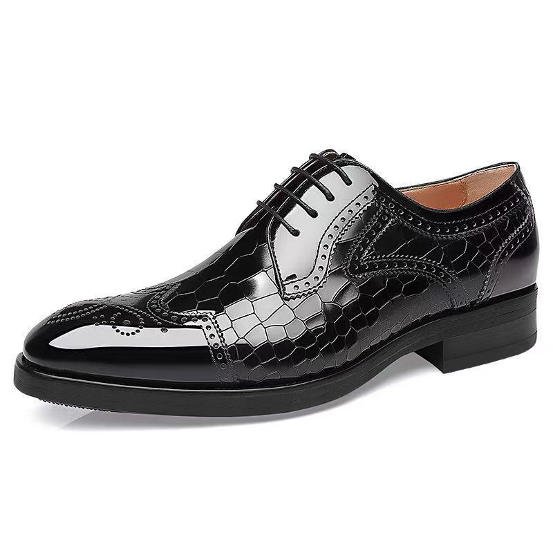 Brogue Embossed Oxford Shoes Men's Leather Shoes Three-dimensional Square Toe Japanese Style foto 3