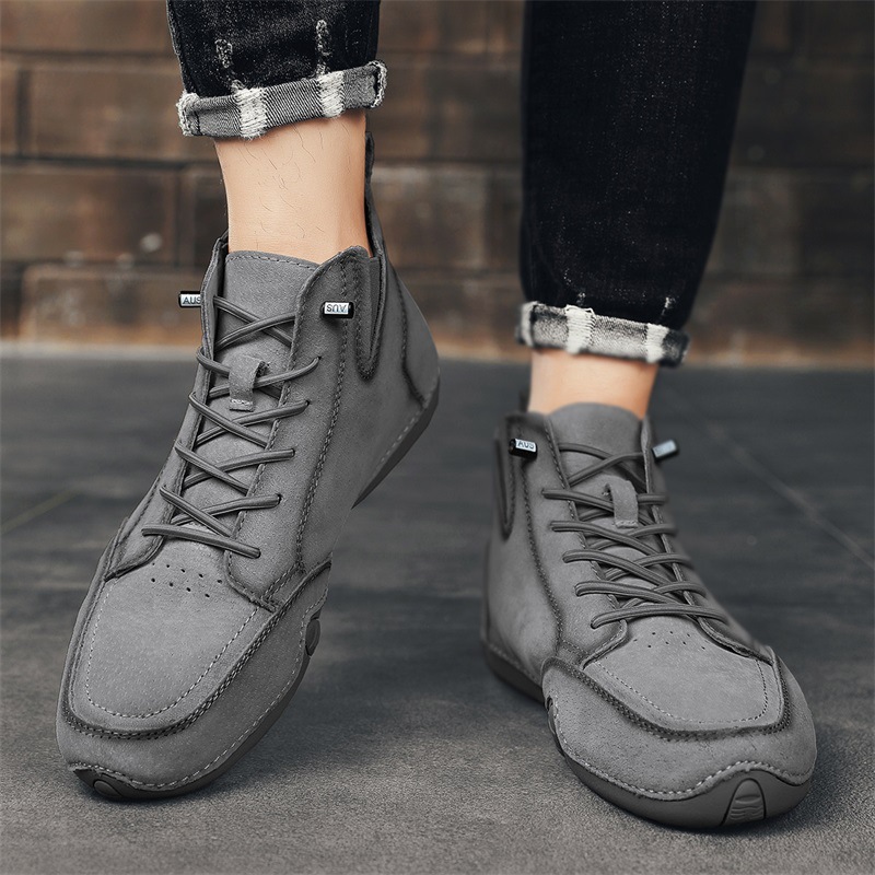 Men's Simple Printed Genuine Leather Working Wear Ankle Boots foto 2