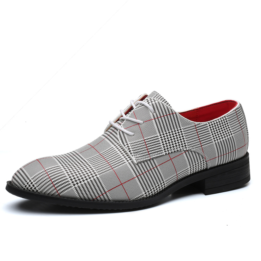 Men's Fashion Business Casual All-match Leather Shoes Lace-up Stripes foto 2