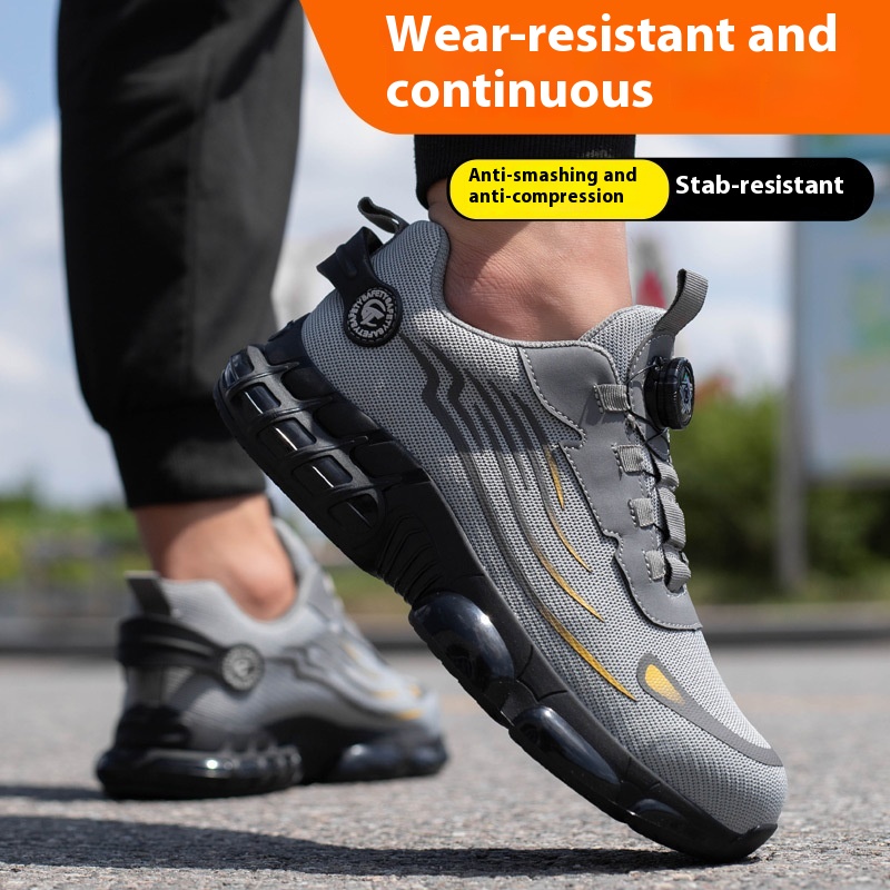 Men's Wear-resistant Workwear Breathable Fly Woven Shoes foto 5