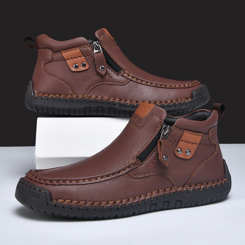 Slip-on Men's Short Boots Fashion Mid-Top Martin Boots foto 3
