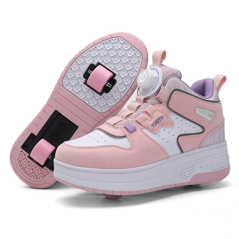 Mesh-panel Dual-wheel Walking Shoesessential Roller Skates For Kids foto 5