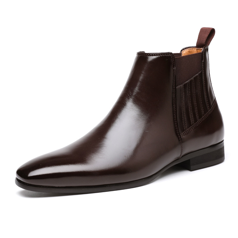 Men's Pointed Toe Simple High-top Martin Boots foto 4