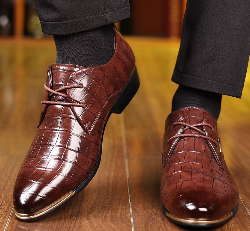 Men's Plus Size Leather Shoes Pointed-toe Fashion Business Formal Men's Shoes Barber Shoes foto 3