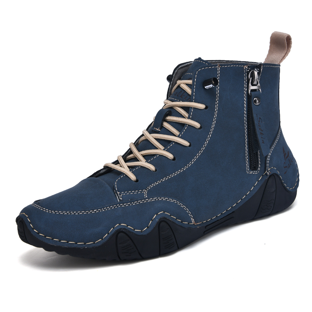 Men's Leather Shoes High Top Octopus Handmade Martin Boots foto 3