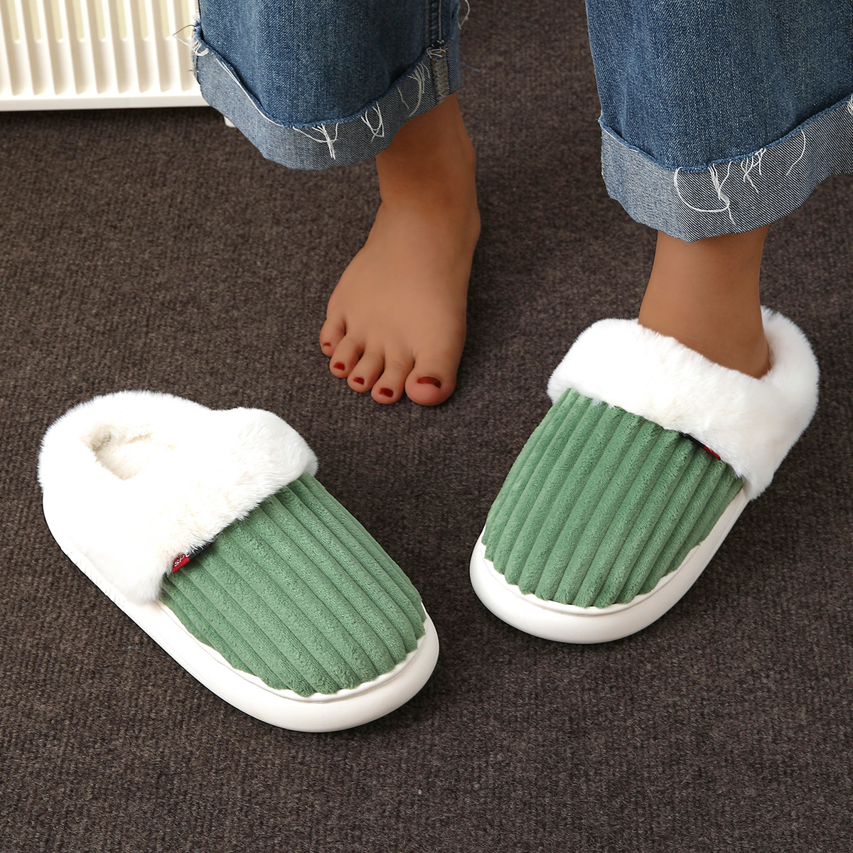 Plush Slippers Winter Thickened Coral Couple foto 5