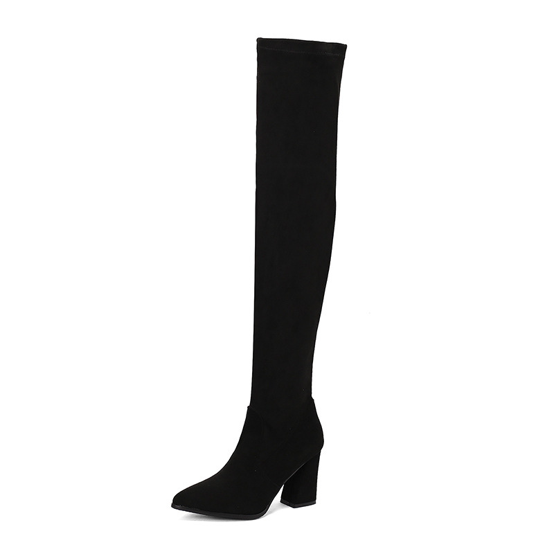 Stylish Suede Womens High Heels With A Pointed Toe And Denim Strap Buckle foto 4
