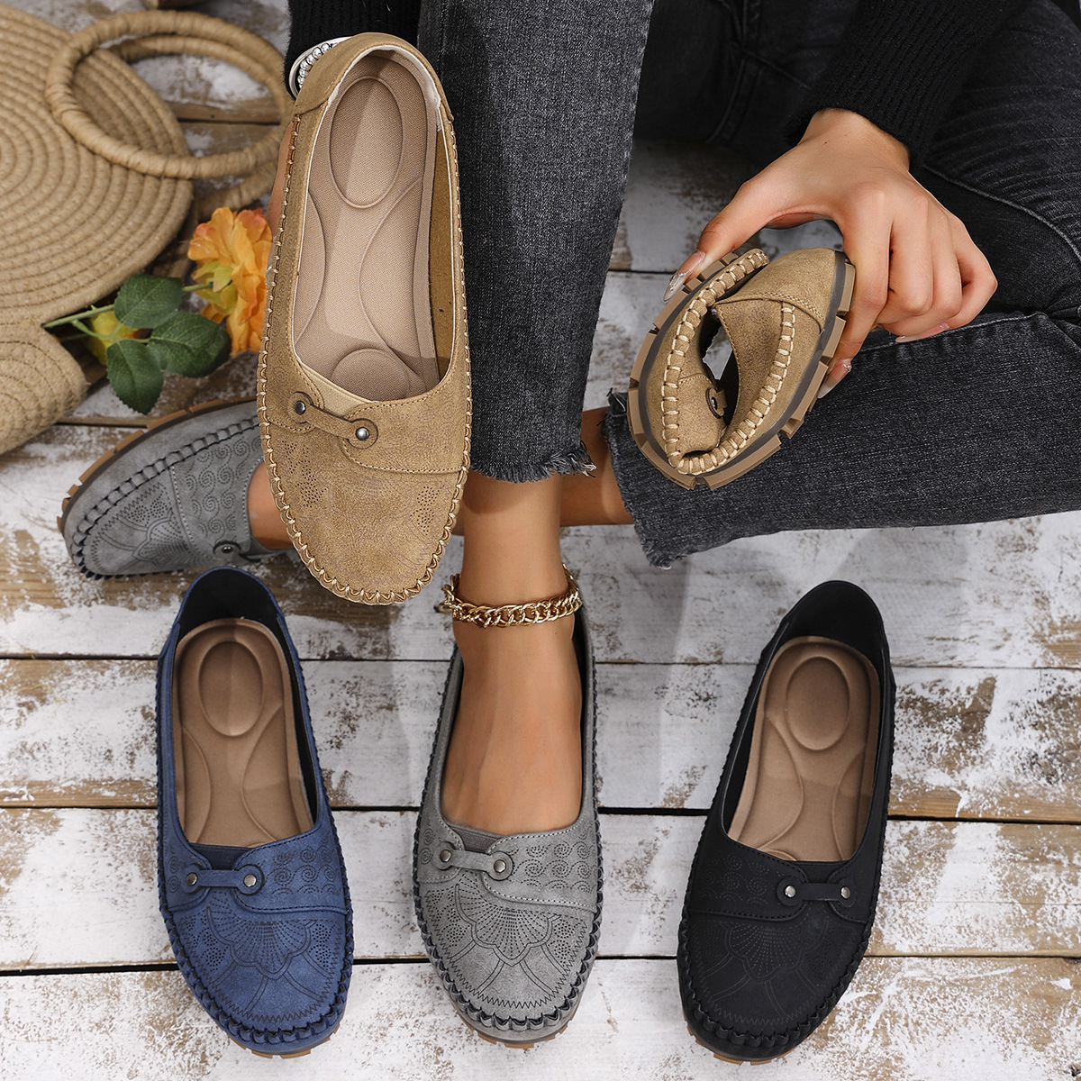 Womens Retro-Style Flat Loafers Shoes foto 4