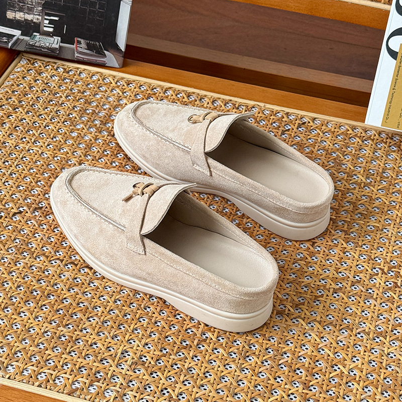 Tasseled Hidden-Heel Closed-Toe Half Slippers For Women foto 3