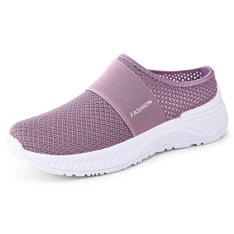 Breathable Non-stuffy Feet Mesh Slip-on Half Slippers Soft Bottom foto 4
