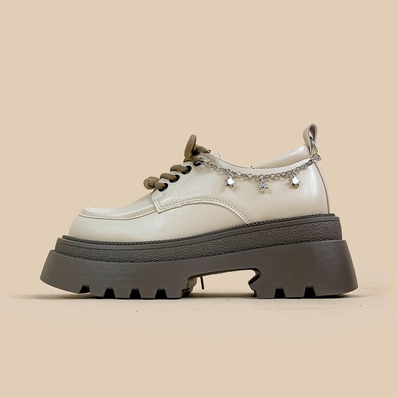 Amy And Mai British Style White Platform Leather Shoes foto 3