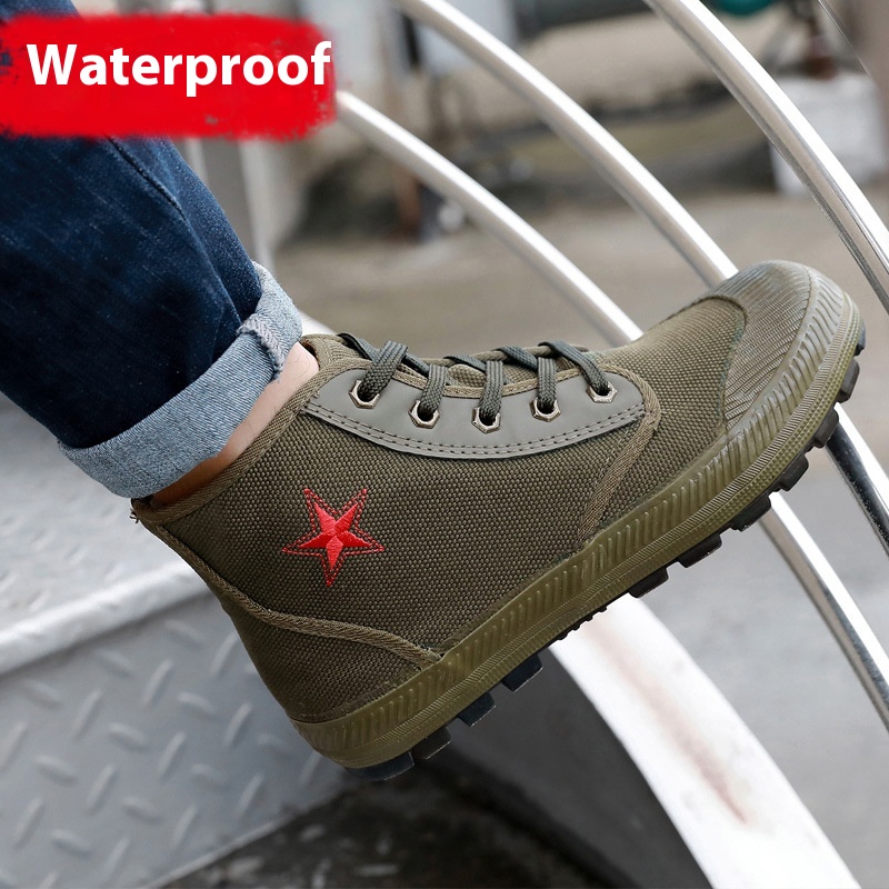 Men's High-top Waterproof Wear-resistant Camouflage Protective Shoes foto 3