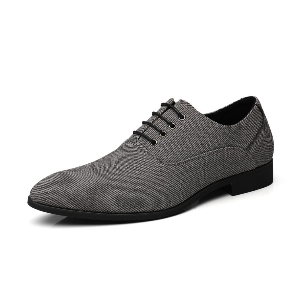 Men's Casual Leather Shoes Denim Black Bridegroom Wedding Trendy Shoes foto 3