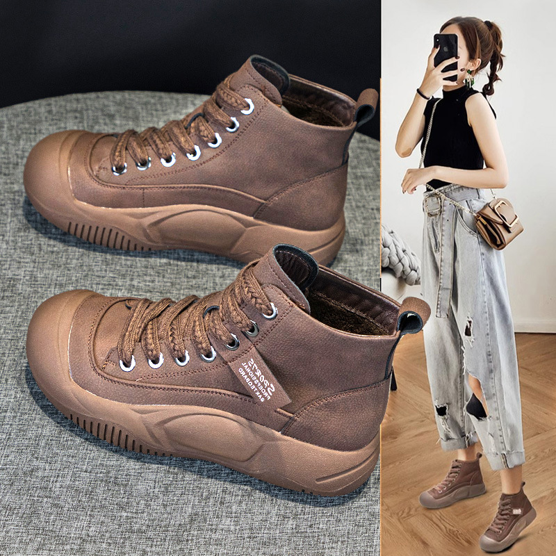Womens High Top Casual Thick Soled Height Increasing Boots foto 5