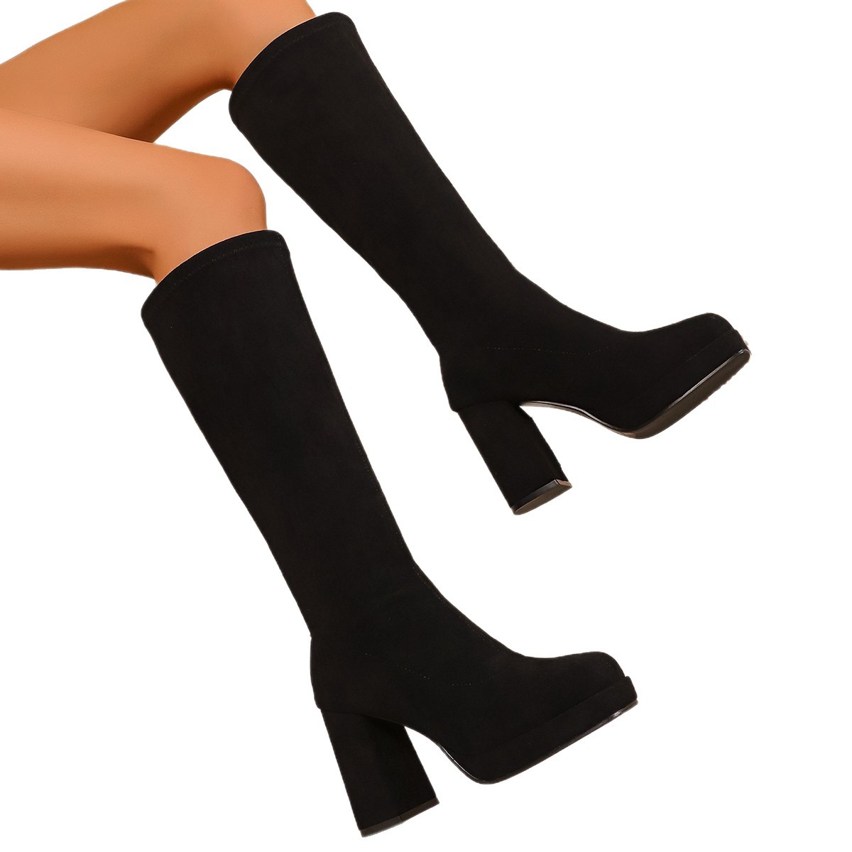 Winter Slimming Plus-Size Chunky-Heel Over-the-Knee Boots For Women In European And American Styles foto 3