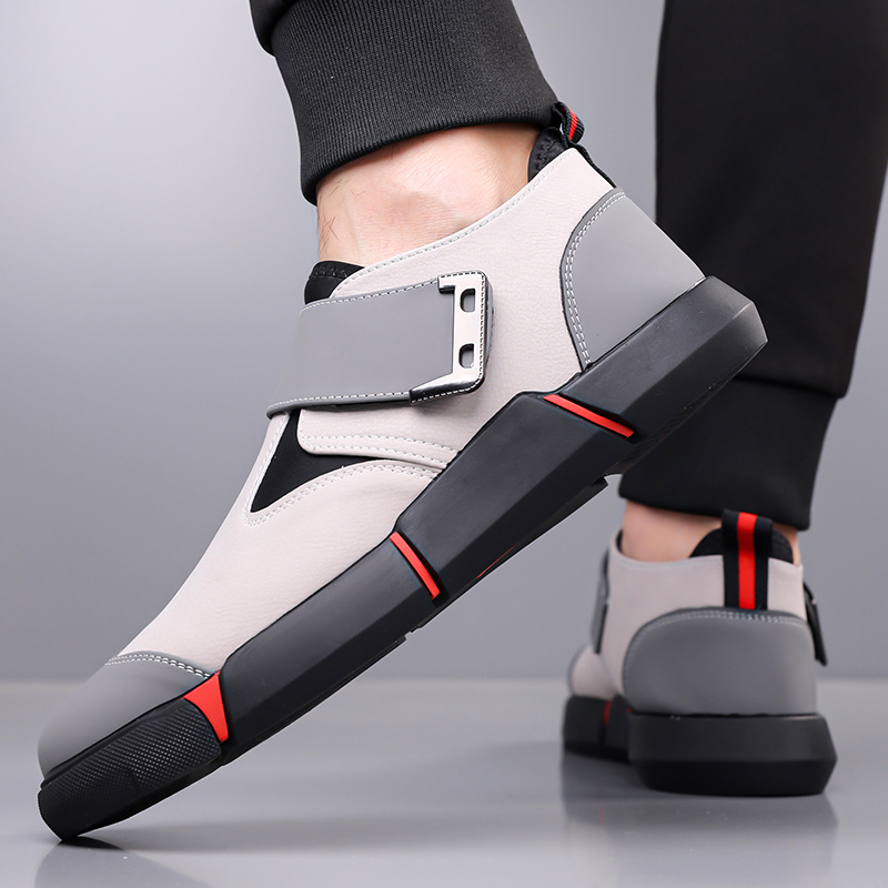 Men's Casual Leather Shoes Comfortable Slip-on Low-top Velcro Non-slip Flat Heel Shock Absorption foto 3