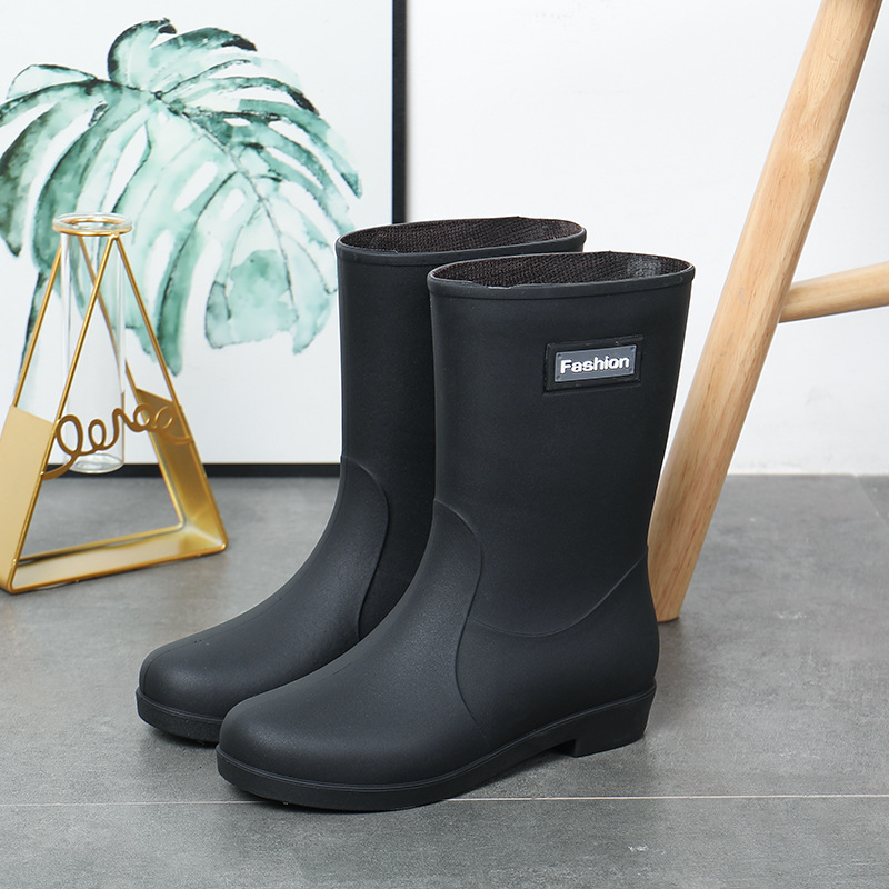 Fashion Work Wear Rain Shoes Adult Warm Women's Mid-calf Rain Boots foto 3