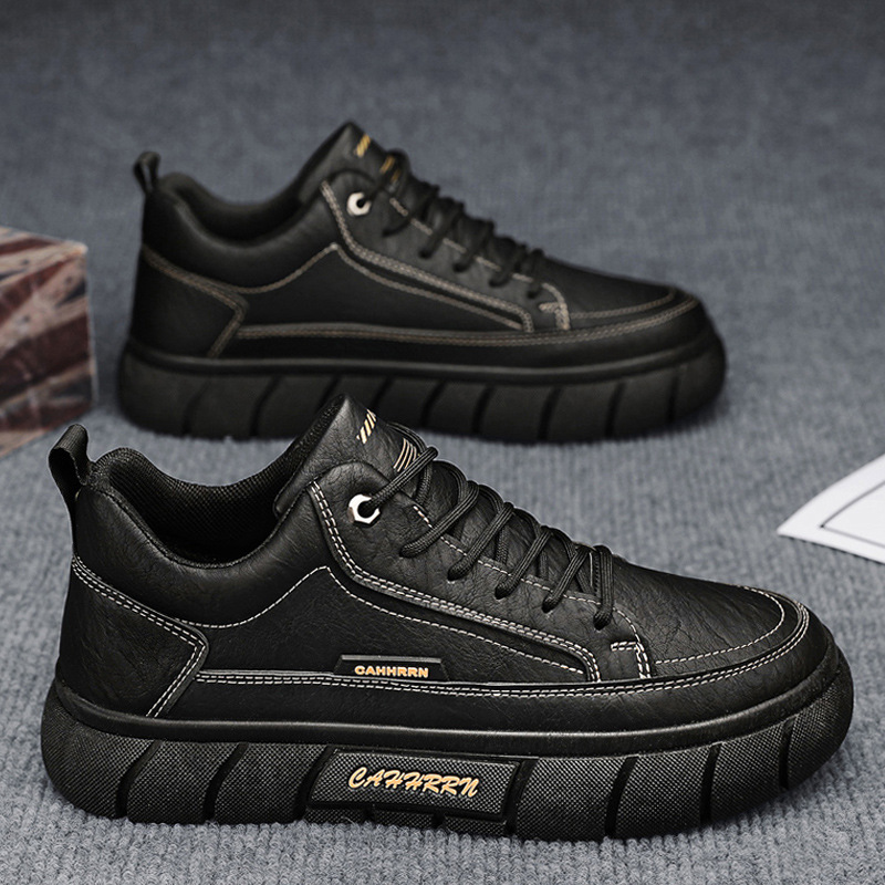 Men's Casual Leather Shoes Thick Bottom Height Increasing Fashion foto 5