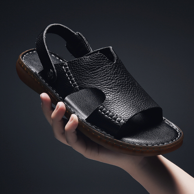 Men's Sandals Dual-use Cowhide Soft Bottom Beach Shoes foto 3