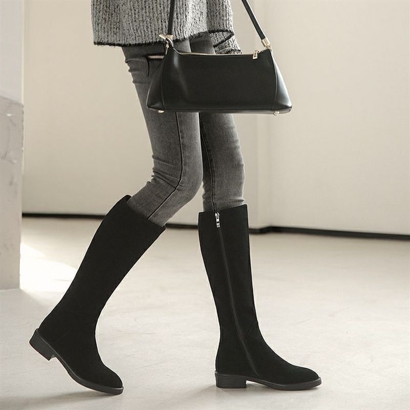 Women's Solid Color Fashion Frosted Long Martin Suede Boots foto 2