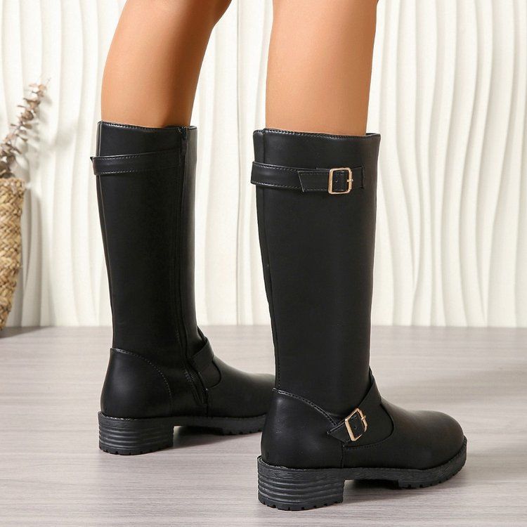 Low-heeled Tall Boots With Zippers foto 2