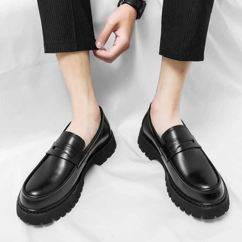 Loafers Platform Height Increasing Shoes Black Fashion Men foto 2