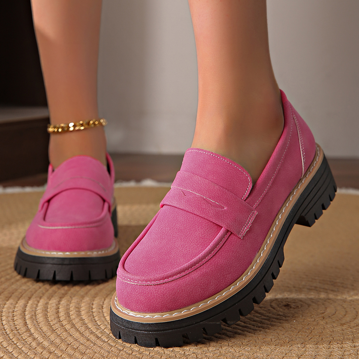 Women's Retro Solid Color Plus Size Casual Platform Shoes foto 4