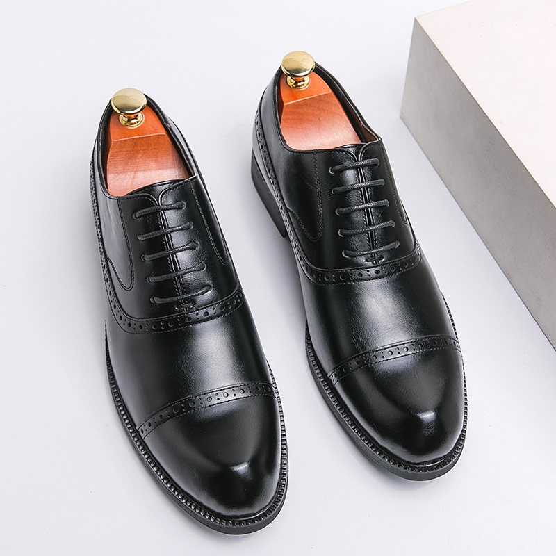 Retro Pointed Leather Shoes Men's Plus Size Brushed foto 2