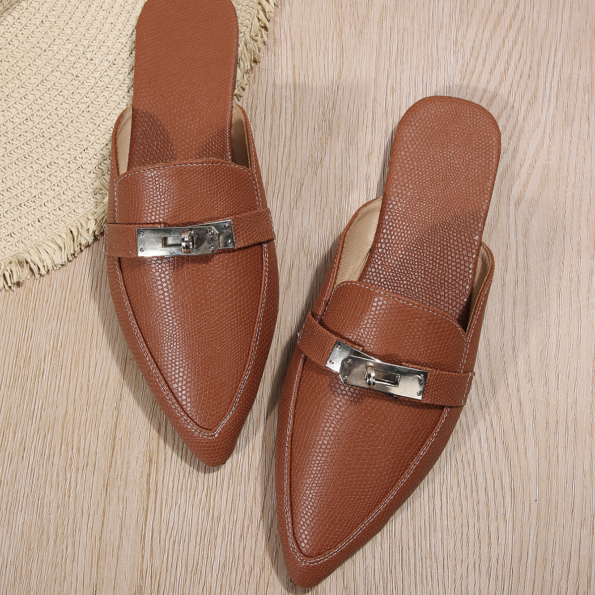 Pointed-toe Low Heel Leisure Semi-slippers Women's Shoes foto 5
