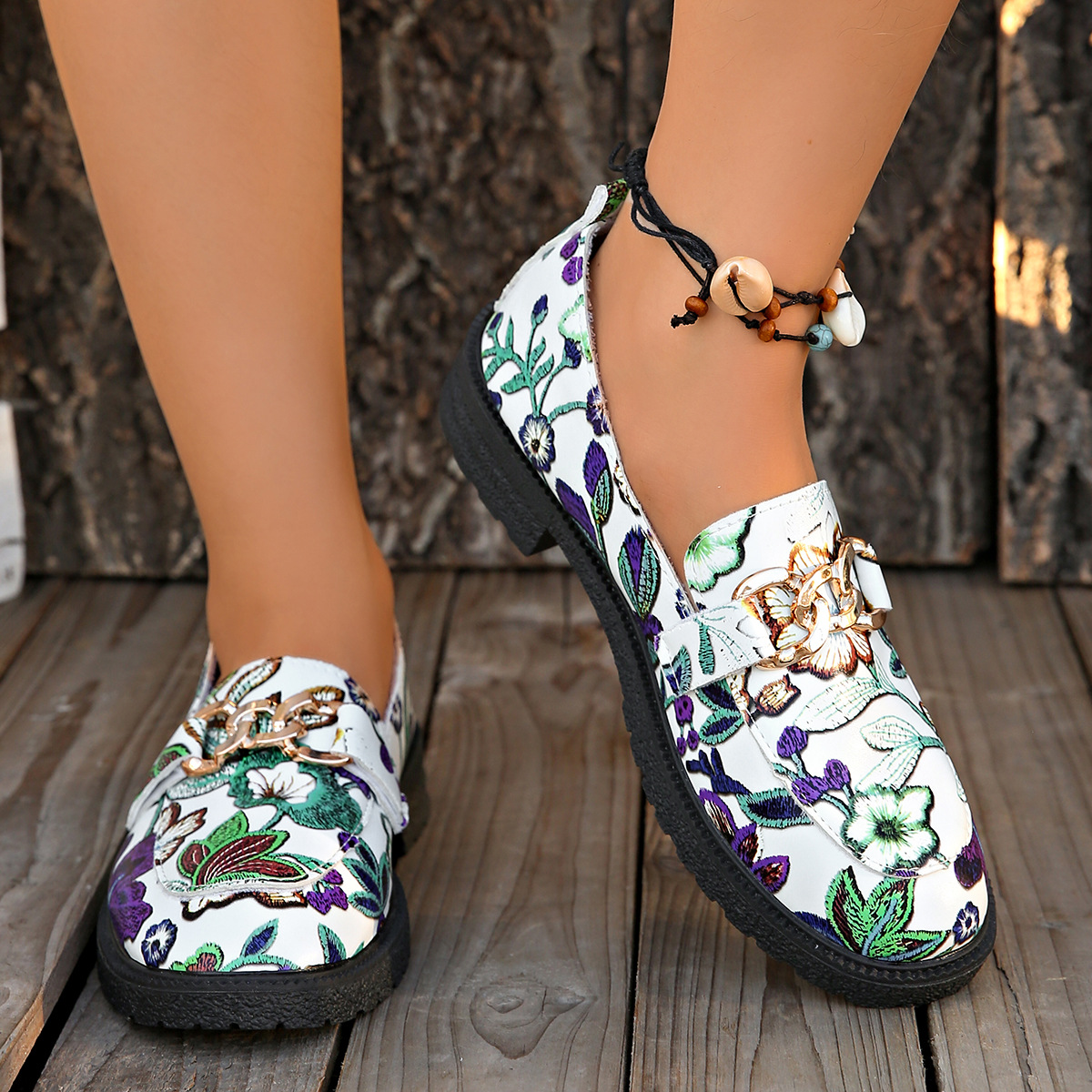Plus Size British Style Loafers All-matching Western Style Chunky Heel foto 3