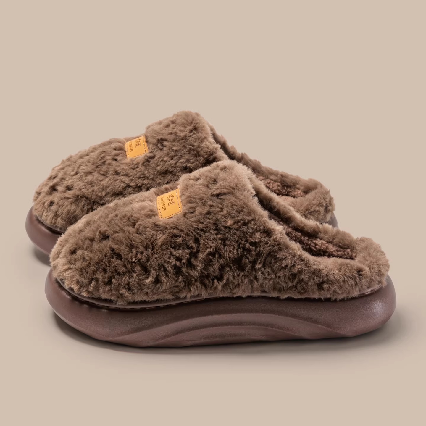 Womens Plush Thick Soled Cotton Slippers Warm Non Slip Perfect For Indoor Home Wear foto 2