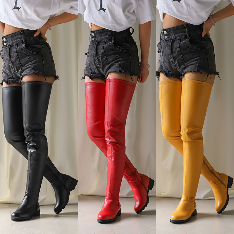 Plus-size Womens Over-the-knee Chunky-heeled Boots foto 2