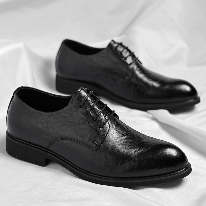 Men's Retro Formal Business Pointed Leather Shoes foto 5