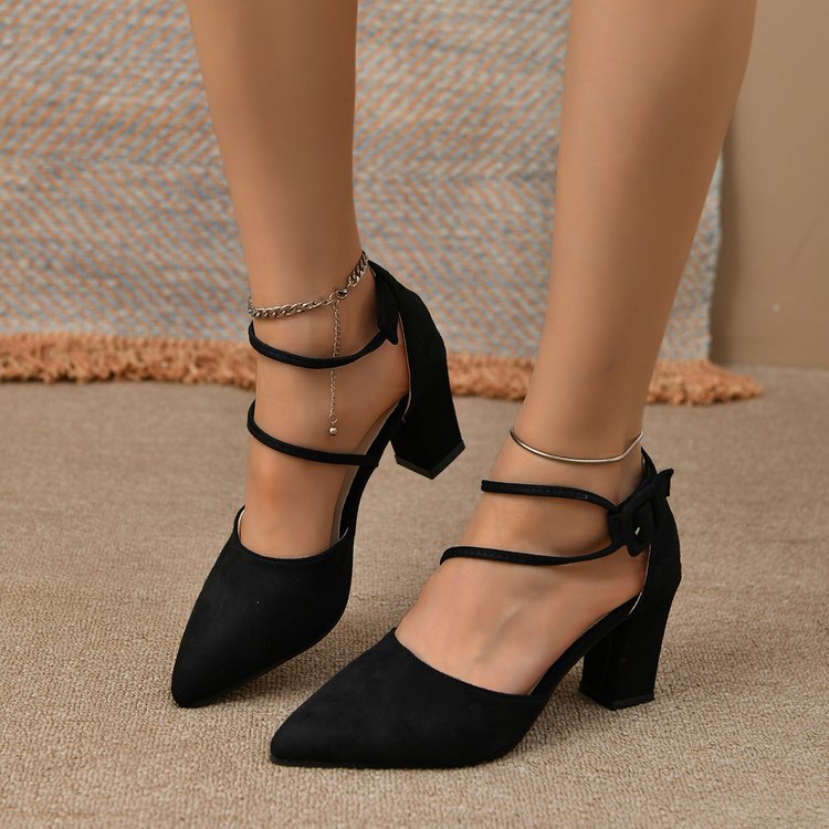 Korean Fashion Pointed Toe Buckle Strap High Heel Sandals foto 3