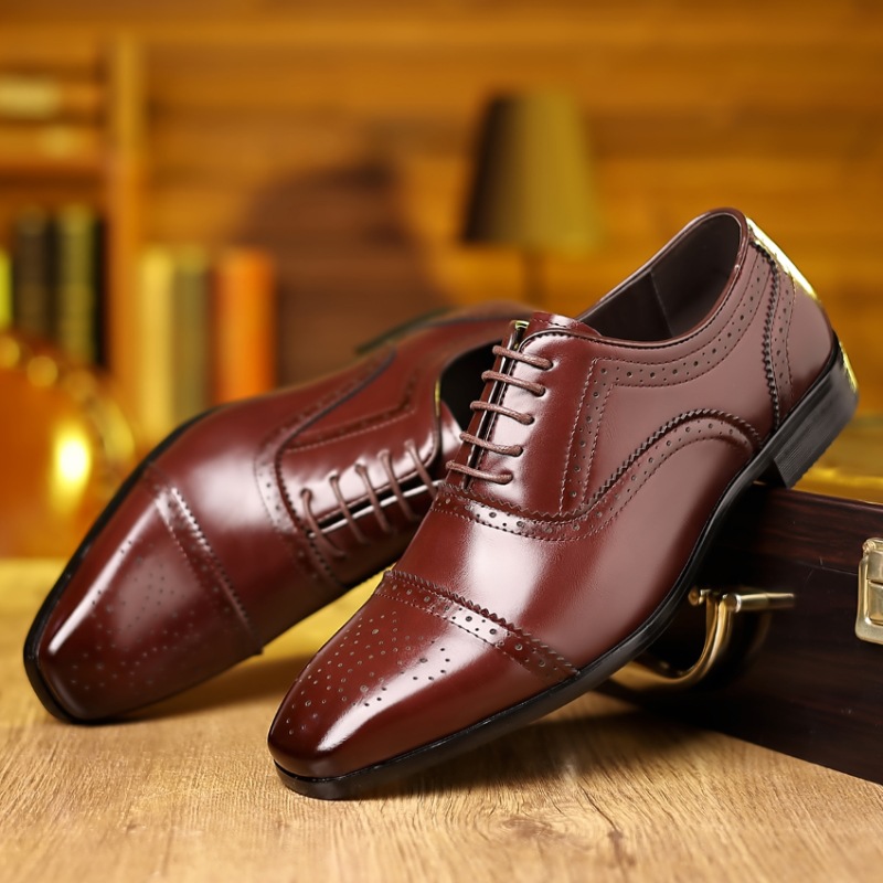 Plus Size Men's Business Formal British Pointed Leather Shoes foto 3