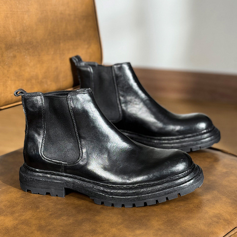 Men's Business Thick-Sole Height-Increasing Vintage Leather Boots foto 5