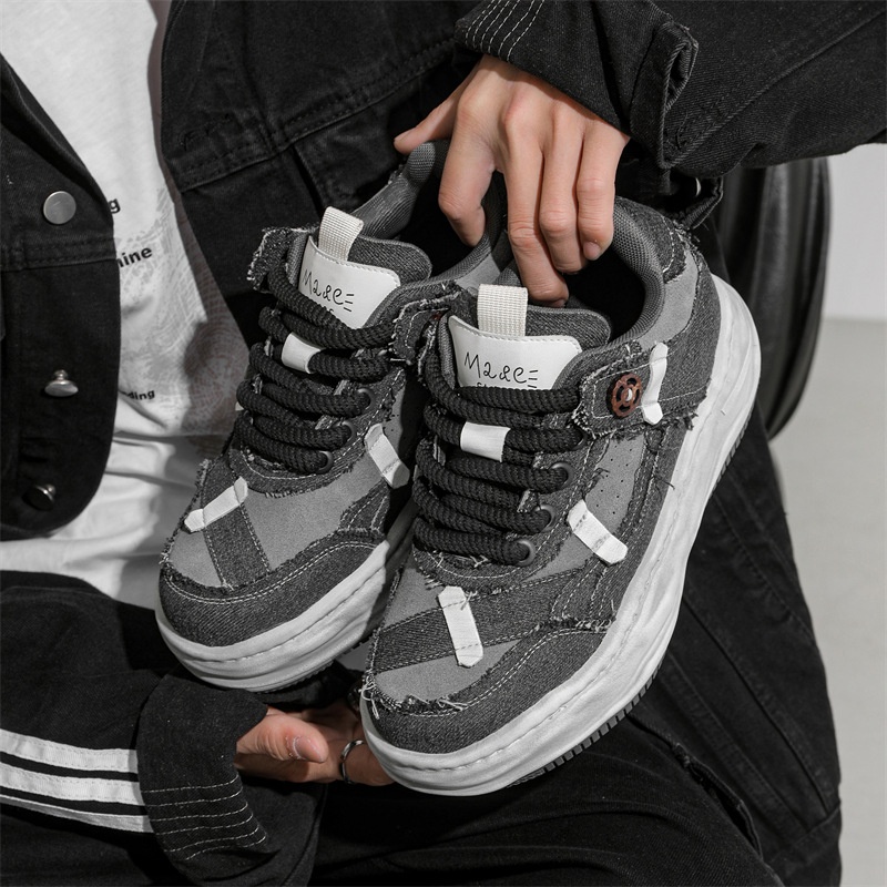 Special-interest Design 7cm Invisible Height Increasing Distressed Dissolved Board Shoes foto 4