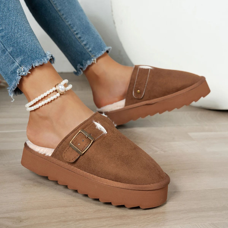 Women's Winter Plush Lined Slippers Warm Noise-reducing Fa foto 5