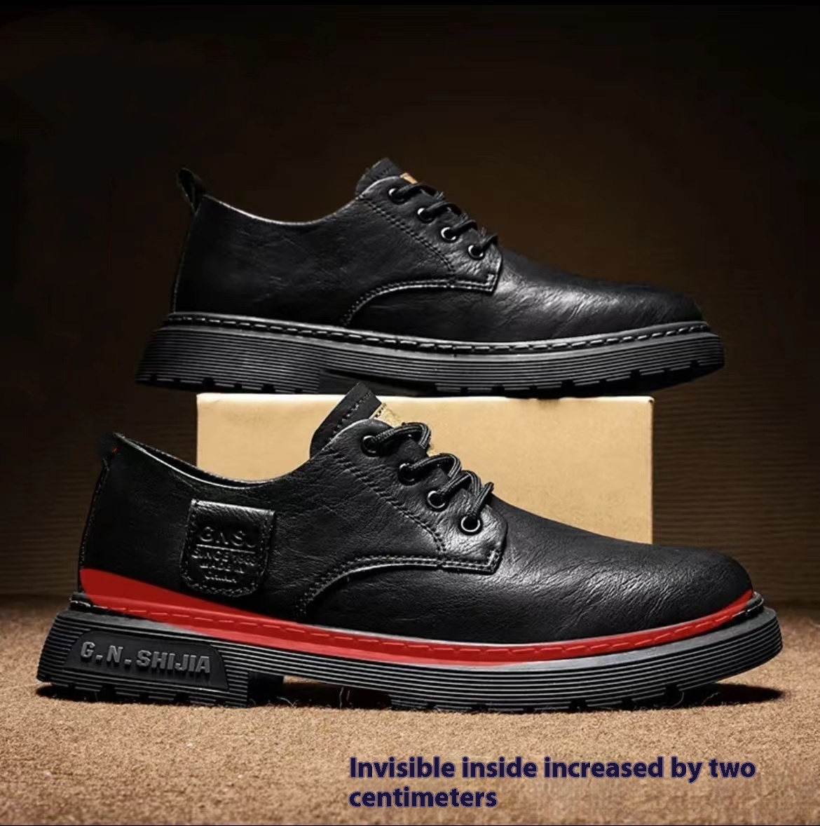 Autumn And Winter Fleece-lined With Hidden Heels Business Men's Low-top Martin Boots foto 3