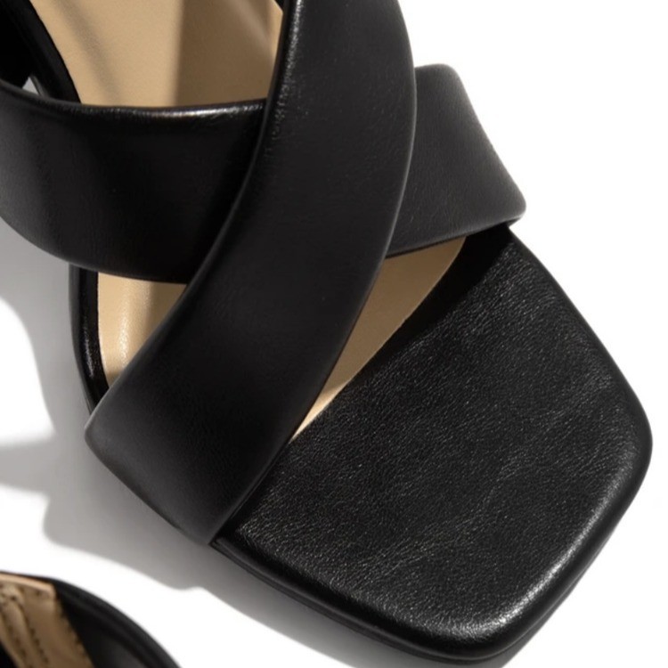 Womens Dainty, High-heeled Plus-size Slide Sandals foto 3