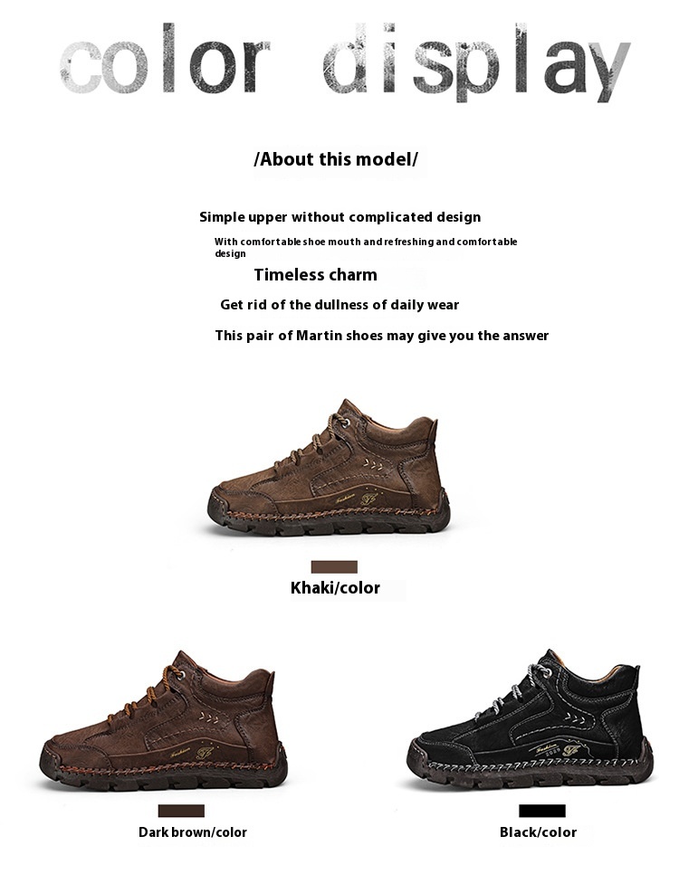 Men's Casual High Top Cotton Padded Warm Handmade Boots foto 5
