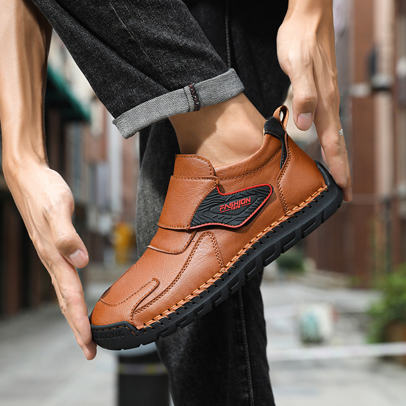 Handmade Stitching Plus Size Platform Leather Shoes foto 2