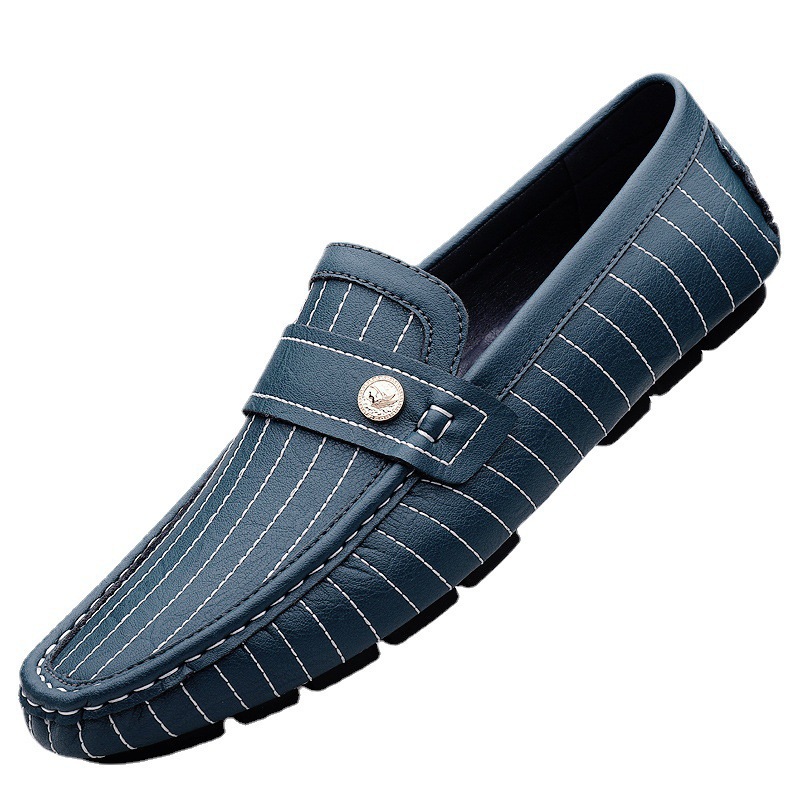 Breathable British Style Black Men's Casual Leather Shoes foto 2