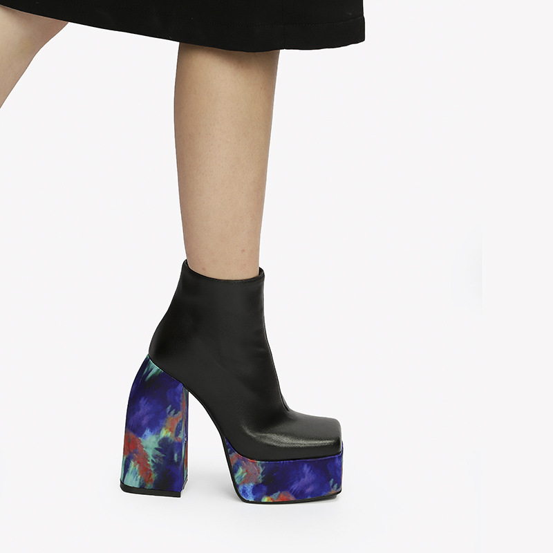 Womens High-Heeled Leather Fashion Boots foto 3