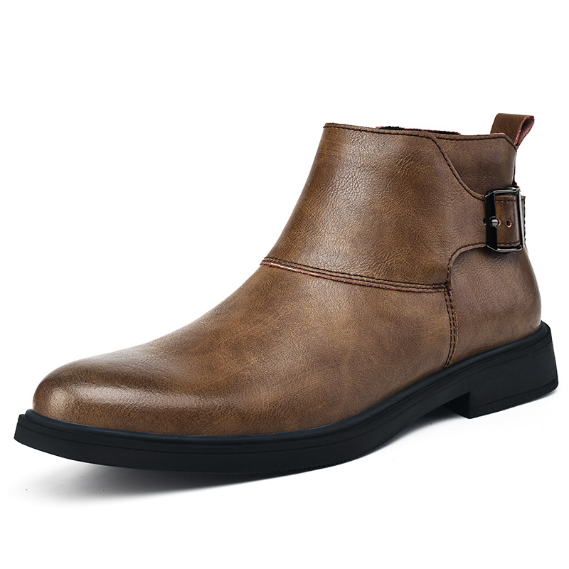 High-top British-style Leather Zip-up Ankle Boots foto 3