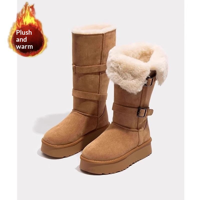 Women's Fashionable Padded Mid-Calf Cotton Boots foto 3